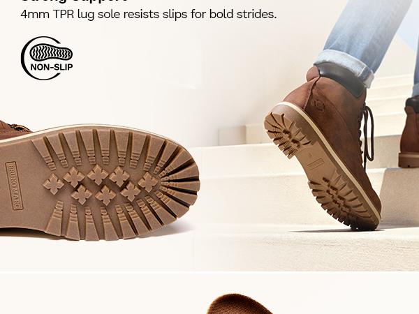 Bruno Marc [HighShield-1] Men's Slip-Resistant Cuban Heel Round Toe Lace-Up Boots Splash-Resistant Upper Textured Outsole Breathable Lining Optimal Comfort Walking Shoes