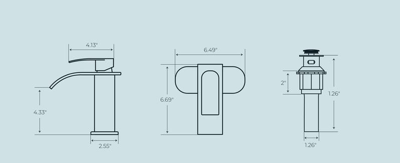 FORIOUS Waterfall Bathroom Faucet Single Handle with Deck Plate, Metal Pop up Drain, cUPC Hoses for Vanity Basin RV Lavatory Sink, Drip-Free Stability, Rust-Resistant, 3/8" Hoses Included - Decorative