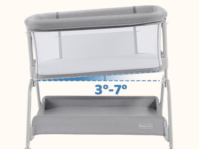 HARPPA Baby Bassinet 2-in-1 Cuddly Lite &Bedside Sleeper, storage Bassinet for Baby with Wheels & Storage Basket, Portable Crib, Breathable Mesh and Mattress, Height Adjustable