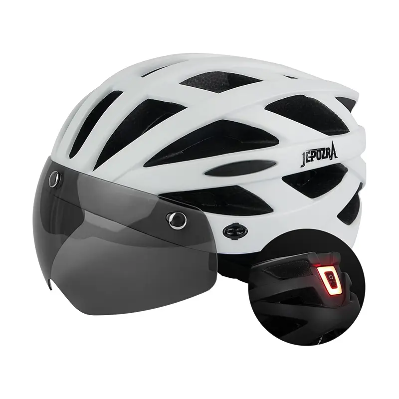 Bike Helmet for Men Women Bicycle Helmet with Removable Visor & Magnetic Goggles Adjustable Size Safety Breathable Mountain & Road Bicycle Helmets Adult Cycling Helmets with Taillight