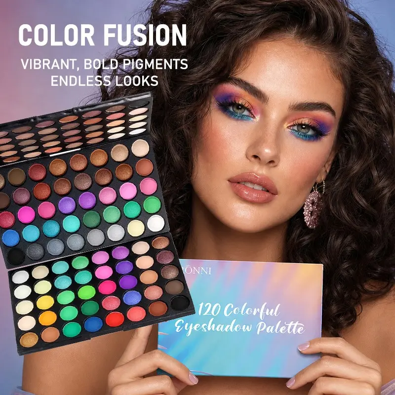 Veronni 120 Color Trio Eyeshadow Palette, High Pigment, Easy Blend, Matte Glitter Sparkle, Sparkly Shimmer Eyeshadow, Perfect for Daily, Party, Cosplay Makeup