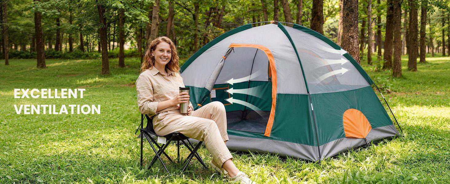 2/4 Person Waterproof Camping Tent with Rainfly, Easy Setup Dome Tent with Mesh Windows & Skylights, Lightweight Portable Tent for Outdoor Camping, Festivals & Backyard