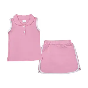 Cute Pink Cotton 2-Piece Set: Short Sleeve Top + Short Skirt | Trendy Matching Outfit