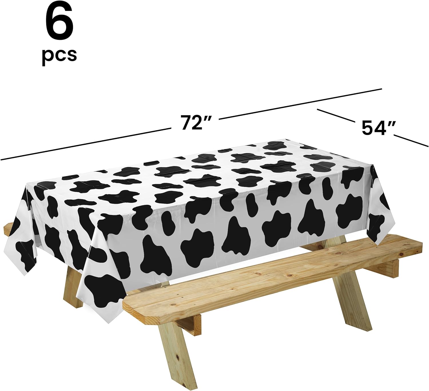 Cow print tablecloth (pack of 6 pieces) 54 x 72 inch farm animal themed party tablecloth, birthday party supplies, and picnic table cover (black and white) Cow print tablecloth (pack of 6 pieces) 54 x 72 inch farm animal themed party tablecloth, birthday party supplies, and picnic table cover (black and white)