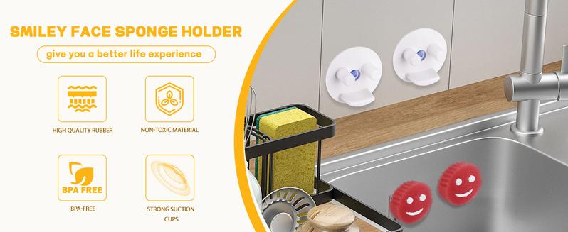 Sponge Holder, Suction Sponge Organizer for Kitchen Sink, Sink Caddy Sponge Storage, Kitchen Organization Accessories