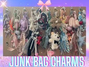 TigerLily’s Treasures Handmade Junk Bag Charms & Mini Bags BOGO Mix & Match Purse & Backpack Charm with Decorative Charms Beads & Fun Trinkets for Unique Boho Mystical Style