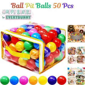 50 Ball Pit Balls – Phthalate & BPA Free, Crush-Proof Plastic, 7 Bright Colors, Reusable Play Balls for Kids with Storage Bag