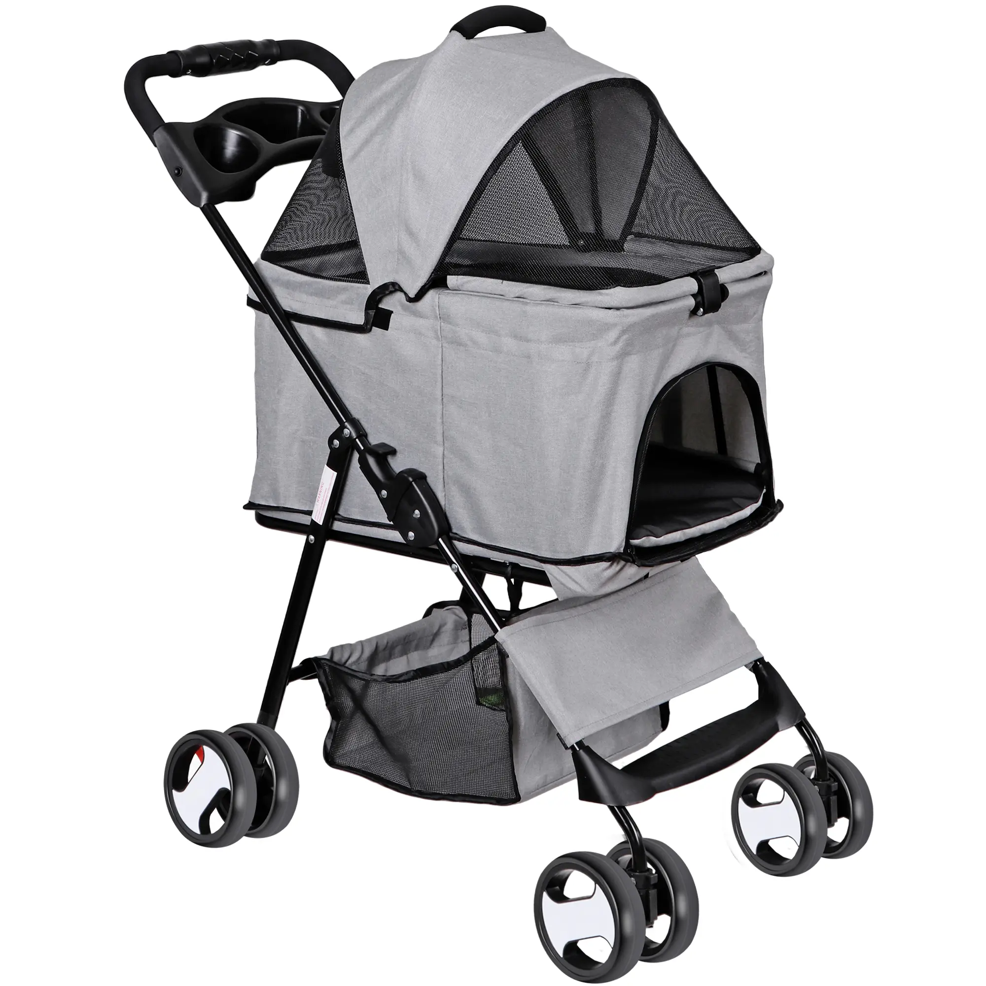 600D Oxford Fabric 3-in-1 Foldable Puppy Jogger Stroller - 7.3lb Detachable Pet Carrier, Dog/Cat Car Seat, Outdoor Travel Accessory with Metal Frame, Cup Holders, MDF Components, High Quality