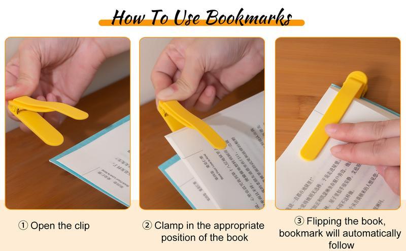 3pcs Silicone Automatic Bookmarks, Book Lovers Gifts forReading Women, Men, Kids, Readers, Unique Cute BookPage Holder Accessories, Stay in Place and Follow as YouRead