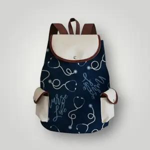 Nurse Life Stethoscope Canvas Backpack - Healthcare-Themed Lightweight Durable Canvas Backpack with Spacious Storage & Side Pockets for Nursing Students & Healthcare Heroes