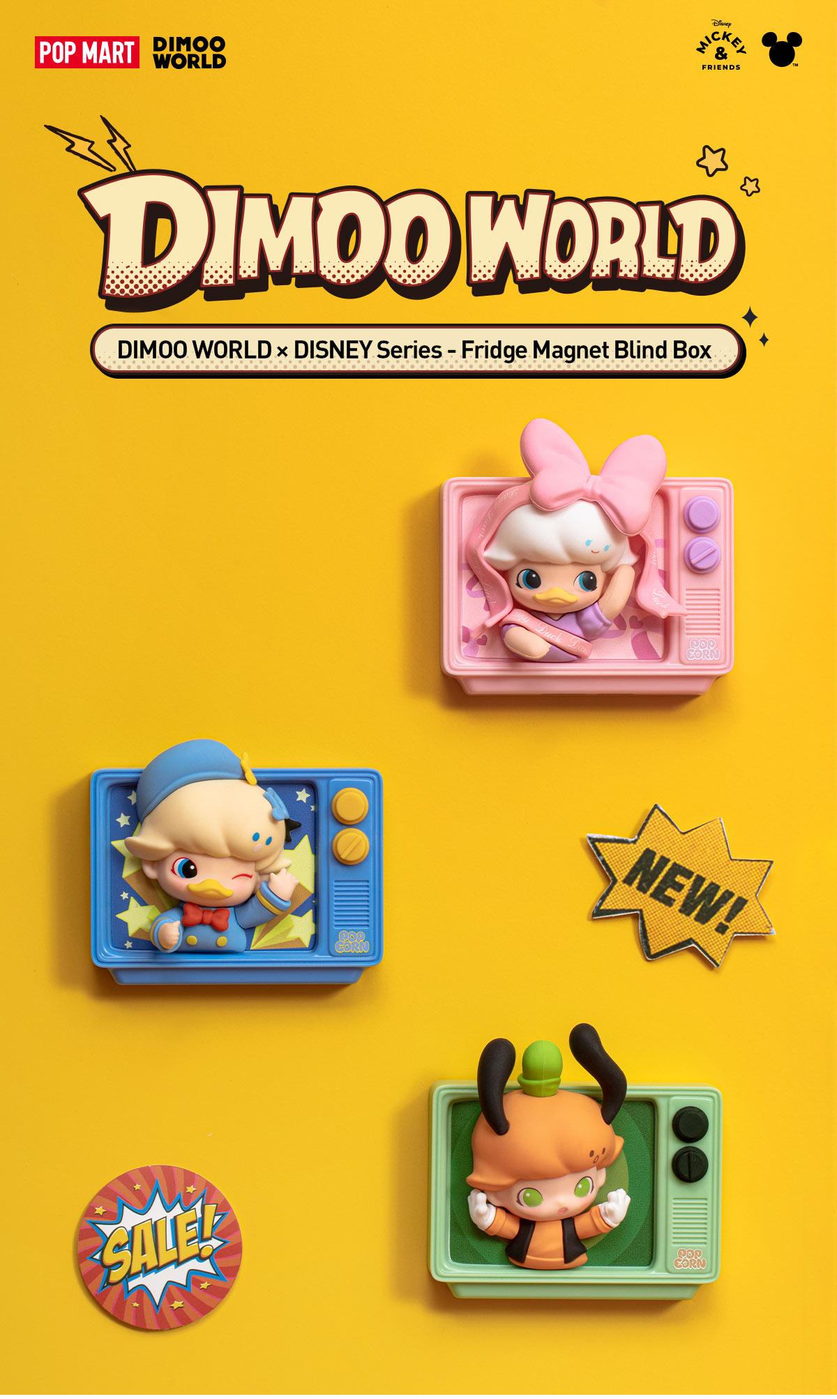 POP MART DIMOO WORLD × DISNEY Series-Fridge Magnet Blind Box POP MART DIMOO WORLD × DISNEY Series-Fridge Magnet Blind Box
