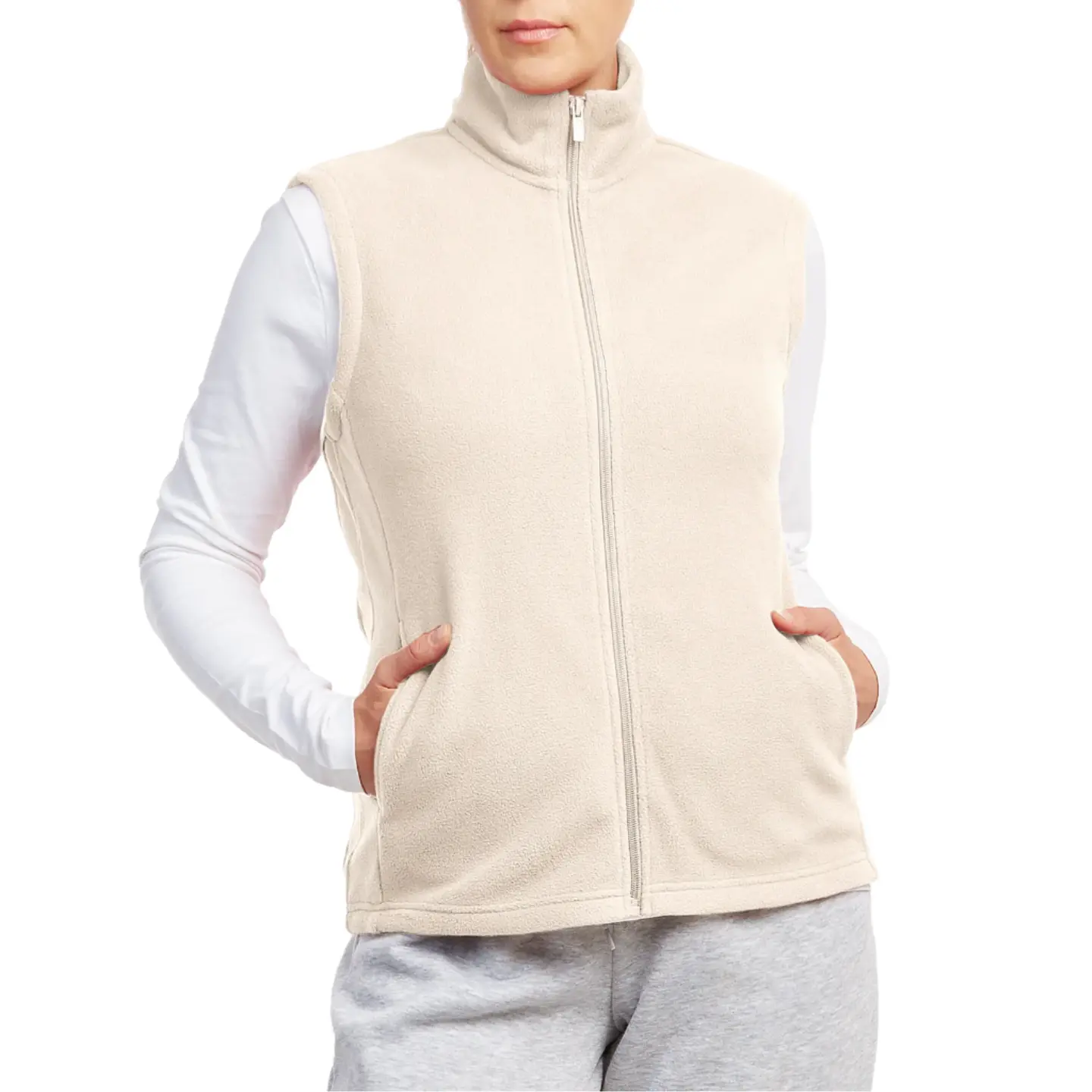 Women’s Polar Fleece Vest with Pockets Full Zip Up S-3XL Regular & Plus Sleeveless Lightweight Warm Outerwear Spring Fall Winter Womenswear Outdoor