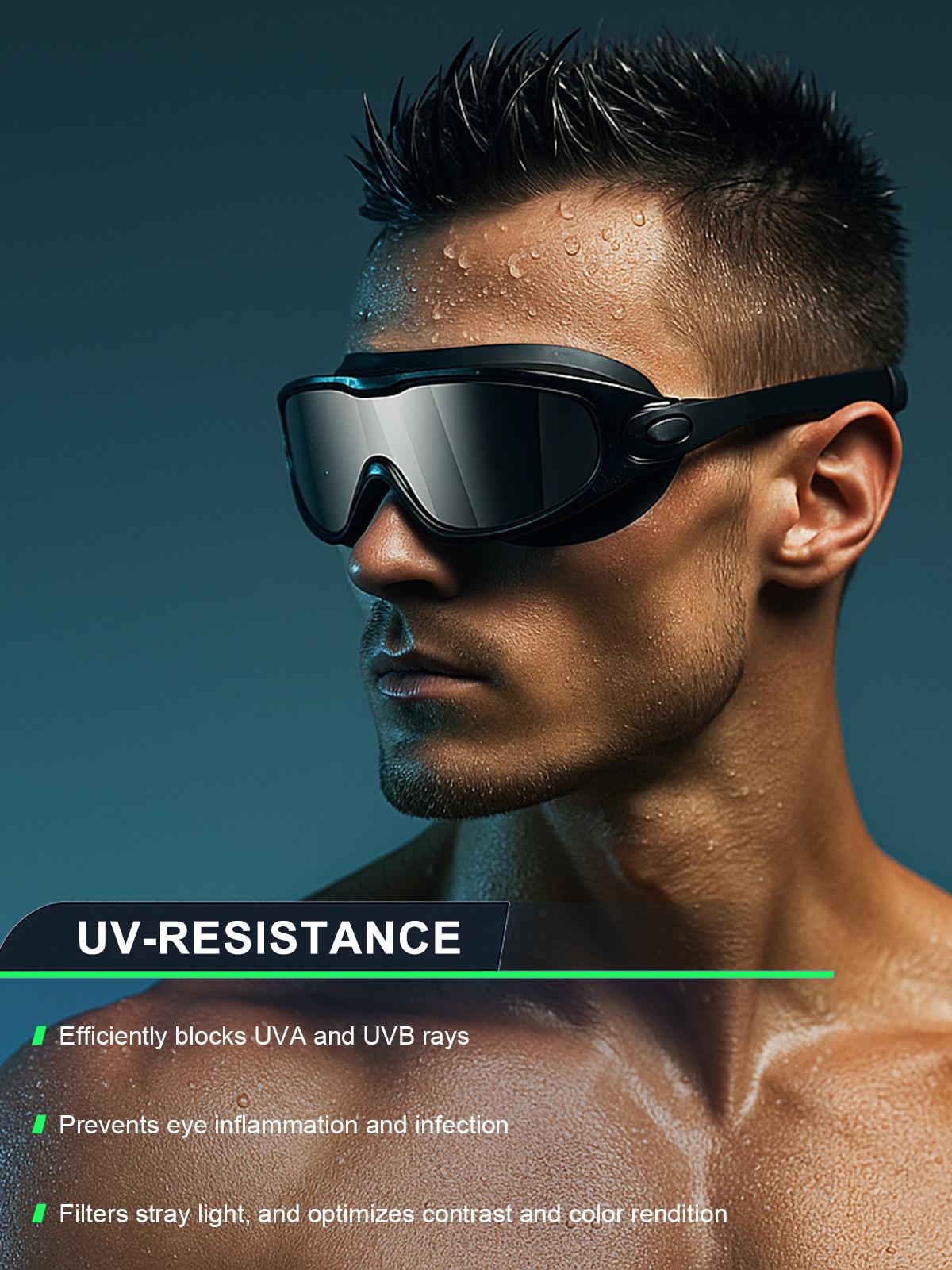 GOECI 2 Pack - Swim Goggles for Adults  - Anti-Fog Full-Coverage, 3-Color UV Lens, Waterproof Earplugs & Nose Clip