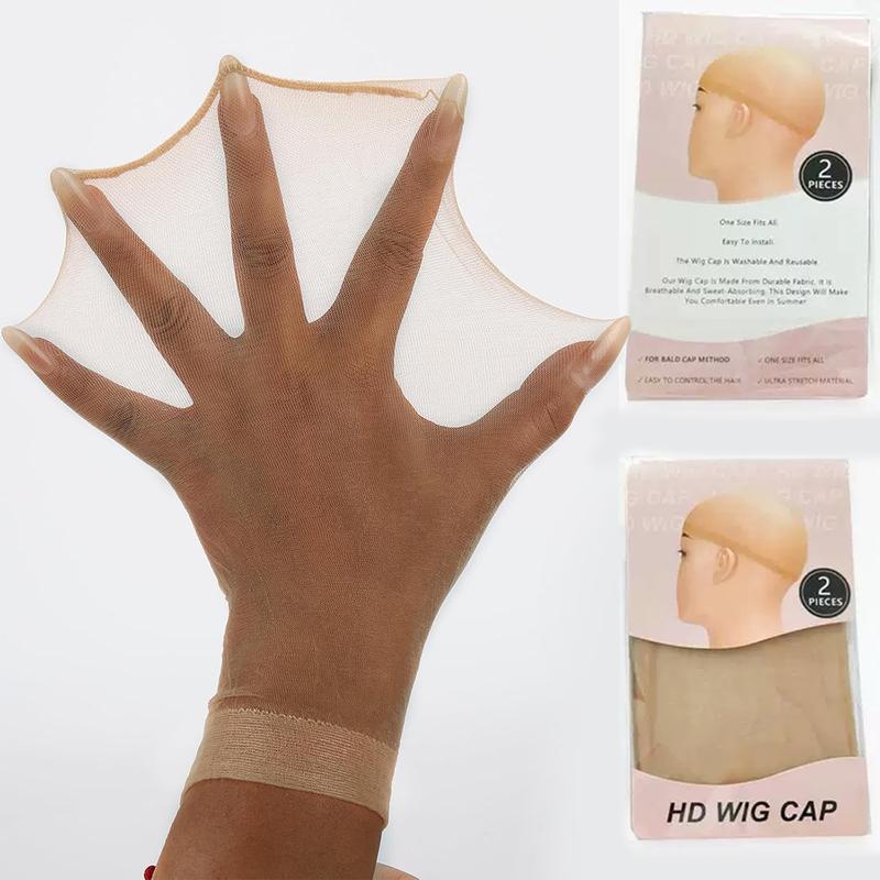 Datanala Skinlike HD Wig Cap 2 Pieces Invisible Sheer Breathable Ultra-thin Stretchy Stocking Caps for Lace Front Wigs Natural Look Comfortable Daily Wear