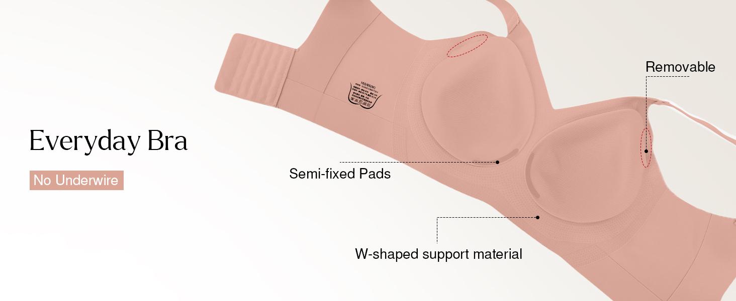 Popilush 2/3-Piece Set Wireless No Underwire Jelly Bra - Everyday Comfort Push Up Seamless  Fit Smooth T-Shirt Bra with Minimalist & Adjustable Straps Basic Womenswear