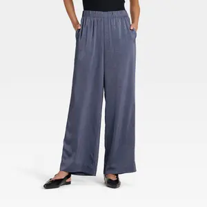 Women's Crinkled Satin Pull-On Pants - A New Day