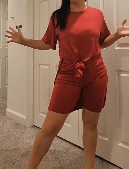 Women Plus Size 2 Piece Outfits  Lady Basic Crewneck Short Sleeve Tunic Tops and Skinny Biker Shorts Sets Tracksuits Casual Soft Womenswear