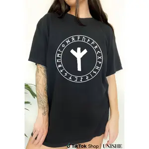 Unisex Viking Tee with Algiz Rune – 100% Cotton Norse Pagan and Witchcraft Clothing