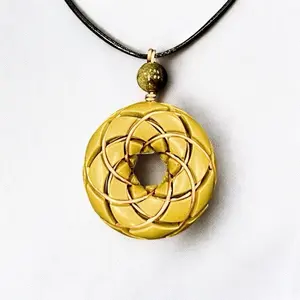 Torus Vortex Pendant- Brass and Libyan Desert Glass Orgonite Necklace Rodin Coil