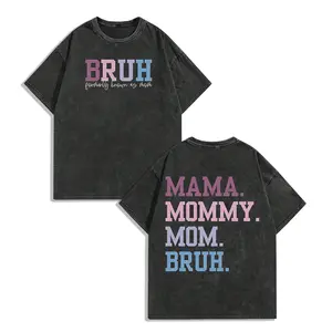 Washed T-Shirt with Hilarious Mom Nickname Evolution BRUH Formerly Known as Mom Mama Mommy Mom BRUH Pure Cotton Tee Ring Spun Whimsical Design for All Occasions
