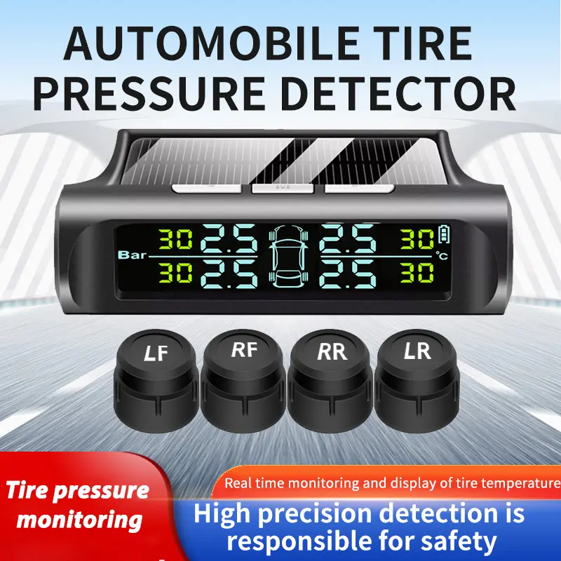 Wireless External TPMS  Pressure Monitor Solar Charging LCD Display, Real Time  Pressure & Temperature Alert System Fit All Vehicles Coupe MPV Off-Road Reusable Heavy Duty Snow Chains medium tip speedy tires valve stem tool 35 paddle