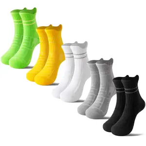 5 Pairs Ankle Socks Man  Plain  Breathable Socks Multi Functional Combed Cotton Socks Casual Stylish Lightweight Sport Fit Athletic Running Grip Socks Comfortable Elastic Cuff Shock Absorbing Sole  Moisture Wicking For Running Hiking  Outdoor Activities