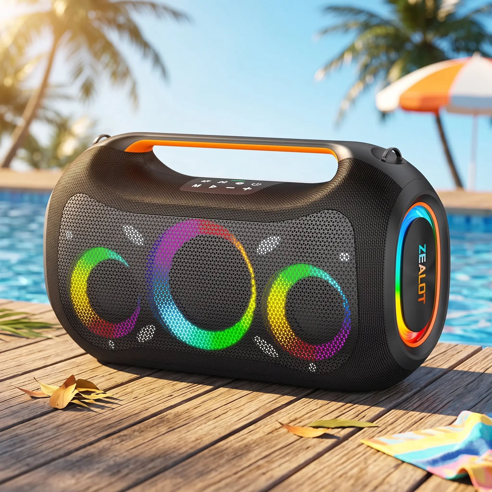 【ZEALOTs】400W Maximum Power Portable Wireless Bluetooth Speaker, Hi-Fi Stereo Sound, TWS Pairing, USB/TF Card/AUX/Bluetooth, Powerful Bass Speaker for Home, Party, Camping & Outdoor