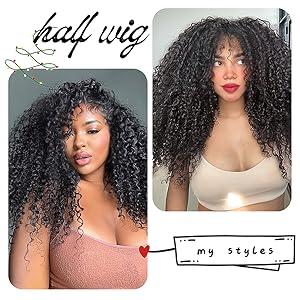 【NEW IN】Lemoda Half Wig Human Hair Burmese Curly Wig for Women 200 Density 3 In 1 Seamless Flip Over Half Wigs Beginner Friendly Glueless Wigs Human Hair with Spiral End Natural Color