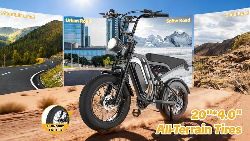 【HiEHA】1500W Peak Electric Bike 20"x4.0 Fat Tire, 48V 15Ah Removable Battery, Shimano 7-Speed Full Suspension Mountain E-Bike, 34MPH Top Speed, 25-31 Miles Range, UL 2849 Certified, LED Headlight, All-Terrain Off-Road for Sand Snow Beach 【HiEHA】1500W Peak Electric Bike 20"x4.0 Fat Tire, 48V 15Ah Removable Battery, Shimano 7-Speed Full Suspension Mountain E-Bike, 34MPH Top Speed, 25-31 Miles Range, UL 2849 Certified, LED Headlight, All-Terrain Off-Road for Sand Snow Beach