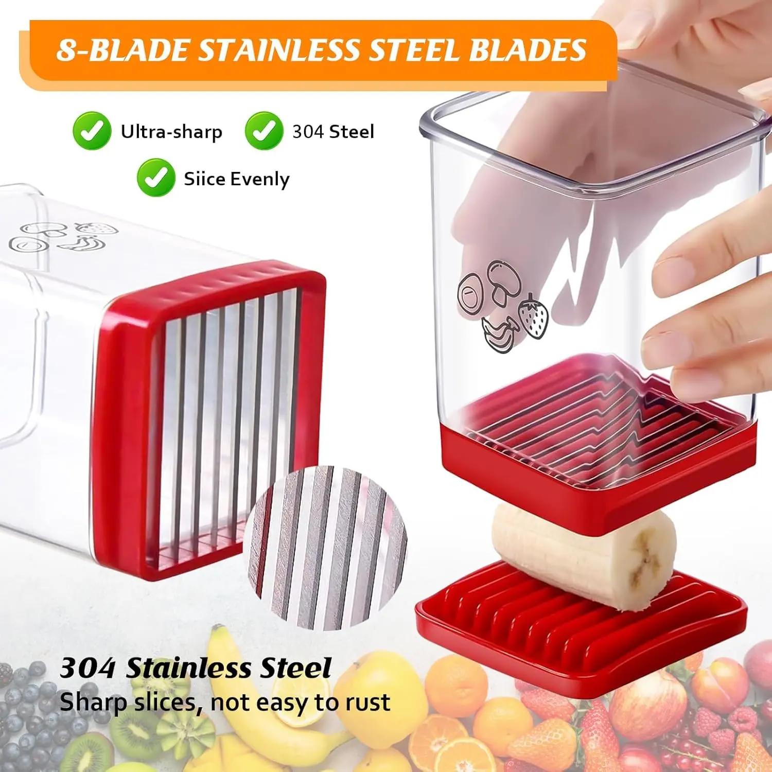 Multi-Purpose Portable Kitchen Cup Slicer Stainless Steel Blade Strawberry Banana and Vegetable Cutting Tool