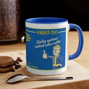 Vault Boy Fck Fallout Mug, Ceramic Coffee Cup for Gamers and Fans of Bethesda's Iconic Character, Full Size Range, Perfect Fit