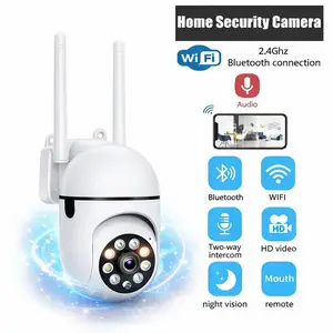 1080P HD Indoor Security Camera for Home, 355° Full View, Color Night Vision, Motion Detection, Two-Way Audio with Built-in Microphone & Speaker, Bluetooth & WiFi Connection, No-Trace Wall Mount CCTV