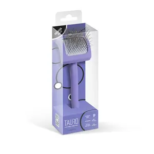 Tauro Pro Line wooden brush, curved, rectangular, pins 0.98, purple