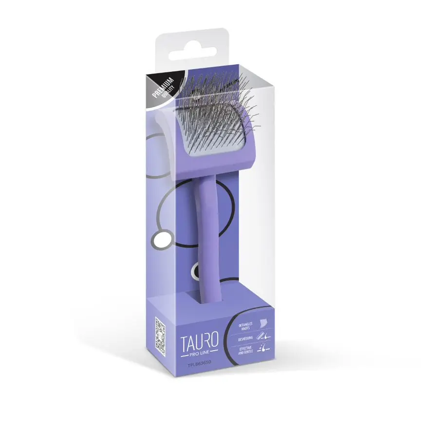 Tauro Pro Line wooden brush, curved, rectangular, pins 0.98, purple