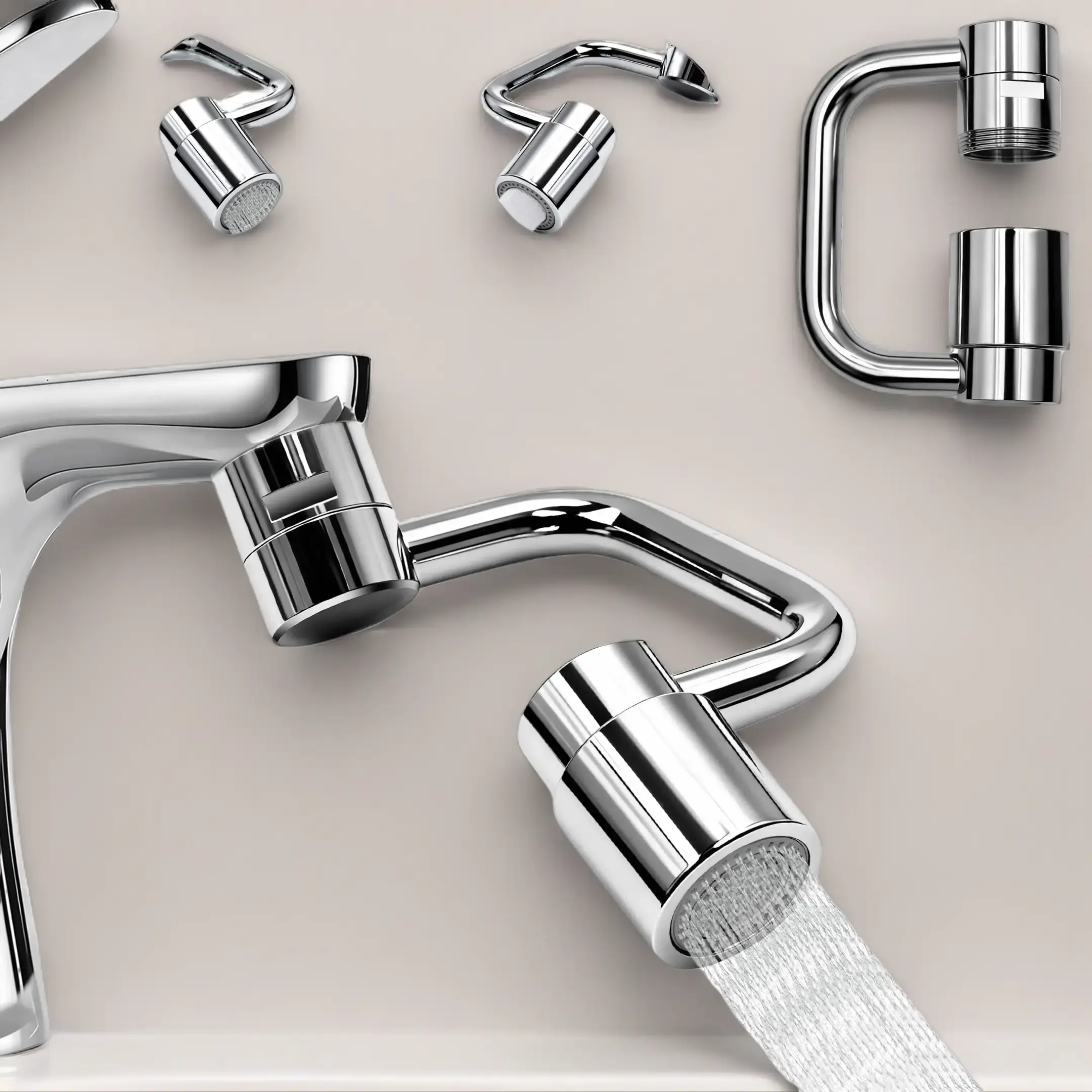 360-Degree Swivel Kitchen Faucet Extender, 2-Function Universal Robotic Arm Sink Nozzle Attachment with Splash Filter Spray, Durable Multi Purpose Heavy Duty Home Improvement Kitchen Tap Fixture