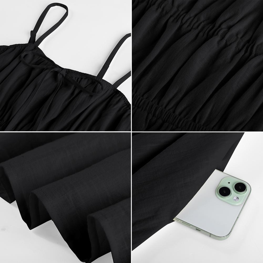 Women's Summer Dress A-Line with Spaghetti Straps Elegant Cotton Knee-Length Festive Sleeveless Smocked Ruffle Casual Dress Beach Dress SpringStatements