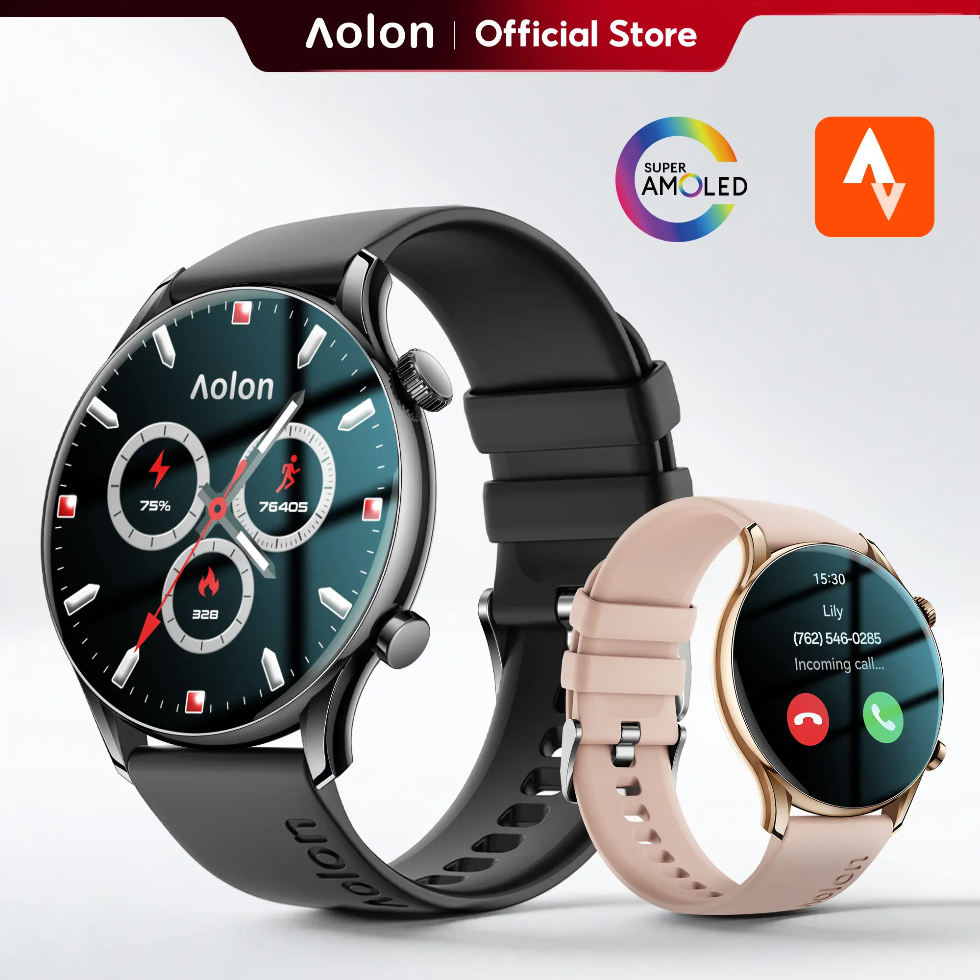 Aolon GTR3 Sports Smartwatch – 1.43" AMOLED Display, AOD, Running Pace Tracker, Bluetooth Calling, 110+ Sports Modes, Metal Body, Fast Charging, Music Control, Compatible with iOS & Android #back to school#travel essentials tiktokshopbacktoschool, Workout