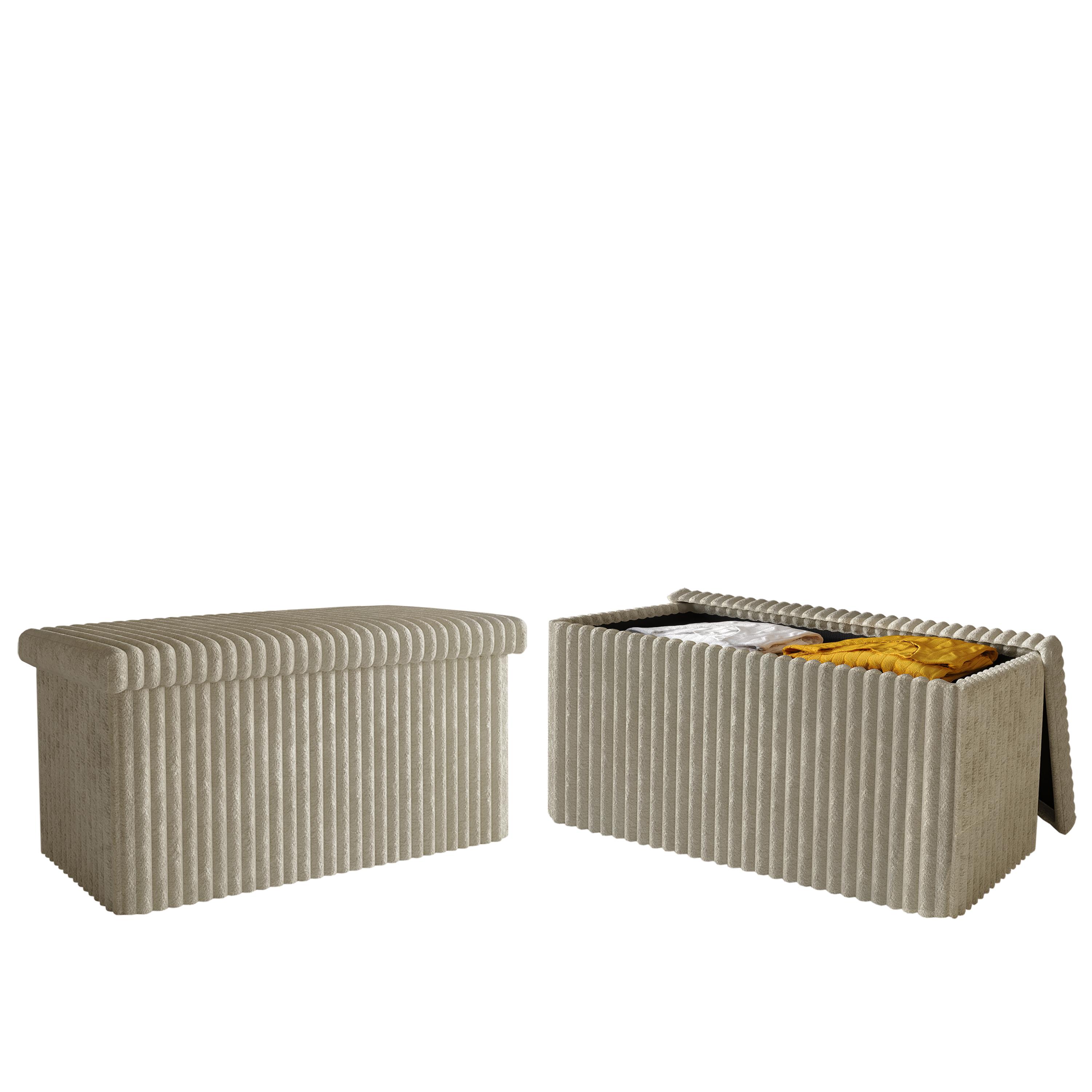 Favorer Florence 30" Tufted Upholstered Folding Storage Ottoman Bench (Set of 2) Favorer Florence 30" Tufted Upholstered Folding Storage Ottoman Bench (Set of 2)