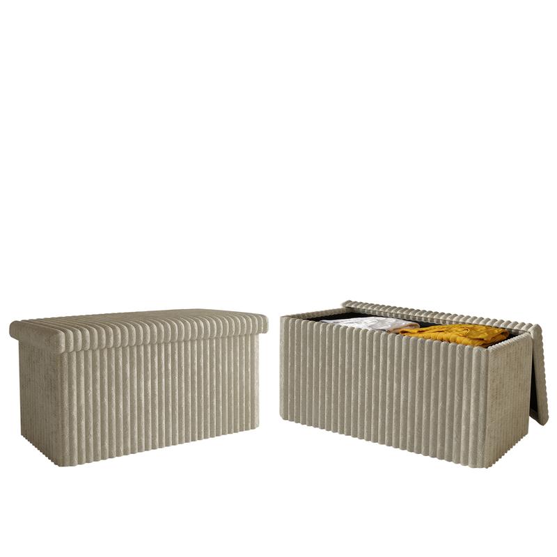 Favorer Florence 30" Tufted Upholstered Folding Storage Ottoman Bench (Set of 2)