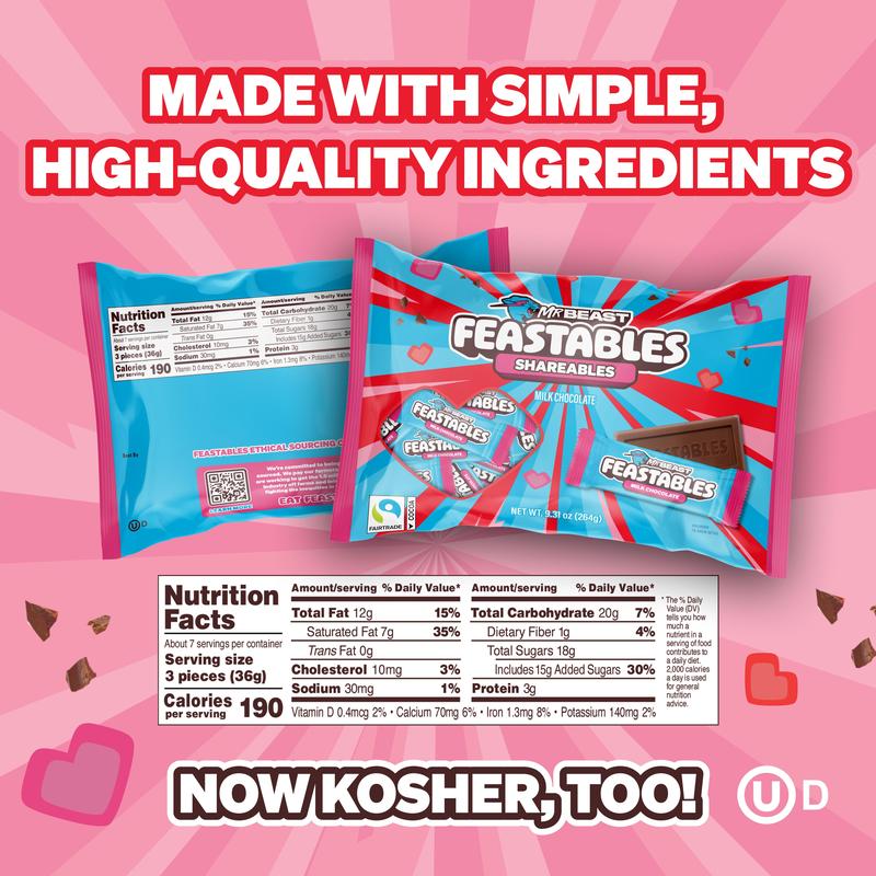 Feastables by MrBeast Valentine’s Milk Chocolate Candy, 22-Count Shareable Chocolate for Gifting & Sharing