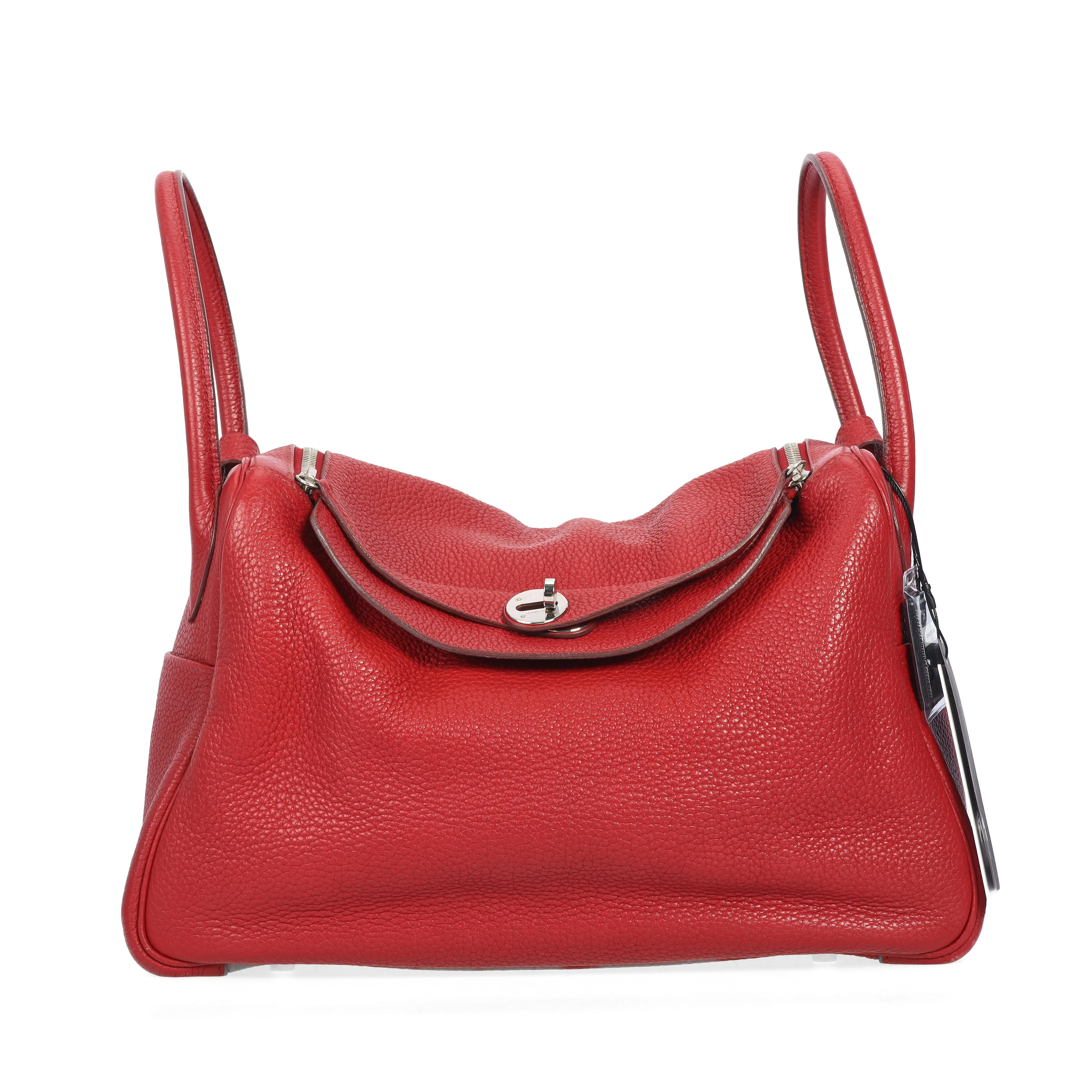 Pre-owned HERMÈS Calfskin Shoulder bags Lindy Red 18863520 hz