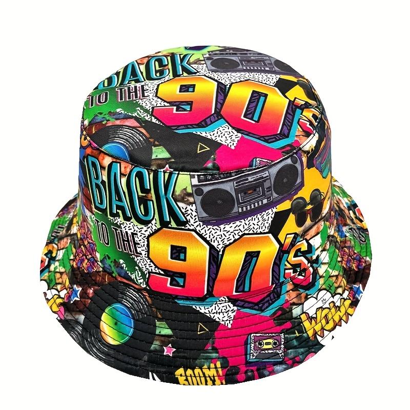 Beach Cap - Back to the 80s Design Colorful Patterned Hat in Polyester for Nostalgic Retro Fashion Versatile Use Ideal for Beach Trips & Casual Outings Vintage