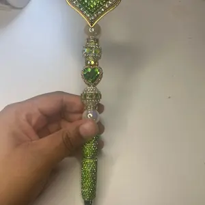 Green heart Rhinestone beaded pen