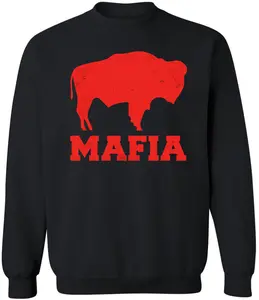 Buffalo Mafia Distressed Crewneck Sweatshirt | New York Bill Football City Fan Club Pullover Game Day Top
