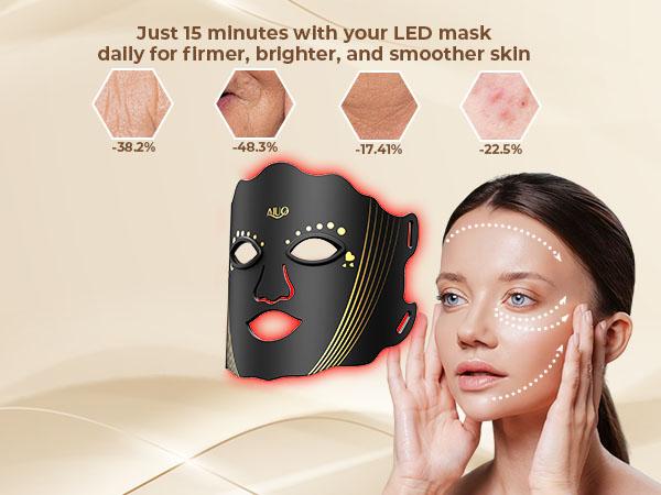 AIUO Upgraded 7-Color LED Light Therapy Mask Wireless Rechargeable Facial Care Device Red Light Multi-Mode Skincare Daily Beauty Routine Gift for Women Valentine's Day Gift