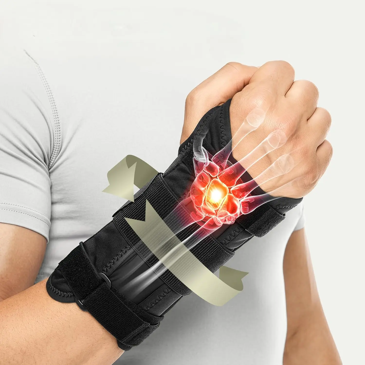 Carpal Tunnel Wrist Brace Wrist Brace, Carpal Tunnel Splint, Arthritis Pain and Support, Stabilizer, Immobilizer, For Sprained, Relief, Night, Work, Pair, Both Hands, Metal Wrist Splint for Hand and Wrist Support, Tendonitis