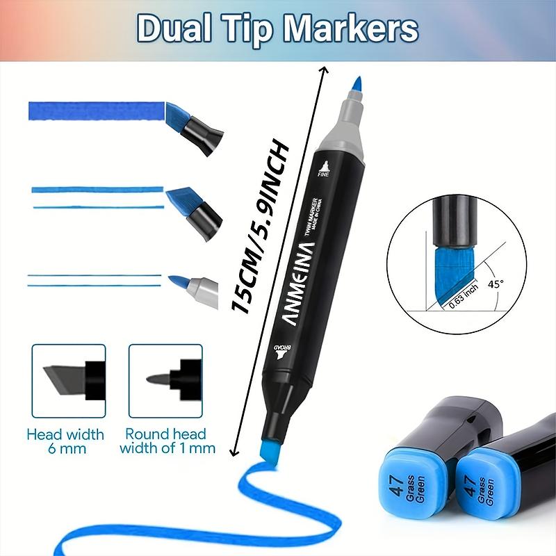 168 Colors Drawing Markers Dual Tip Art Markers for Adult Sketching & Coloring Set with Fine Broad Strokes Perfect for Creative Artists