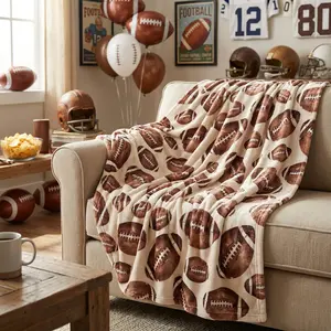 Football Flannel Blanket Throw, Football Soft Fuzzy Plush Cozy Fleece Blankets for Couch Sofa Bed Lounging, Ideal Gifts for Kids Adults