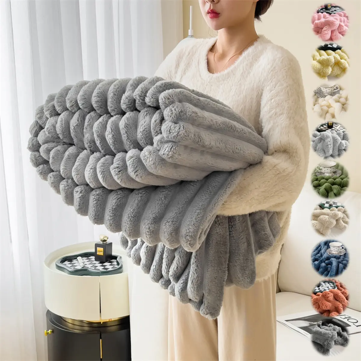 Sofa Bed Blanket, Couch Bed Blanket 260g, Ultra Soft Velvety Fabric, Multiple Colors & Sizes, Light Weight for All Seasons, Multifunctional Blanket, Ideal for Living Room Bedroom Travel Christmas Gift, Cozy Throw Blanket