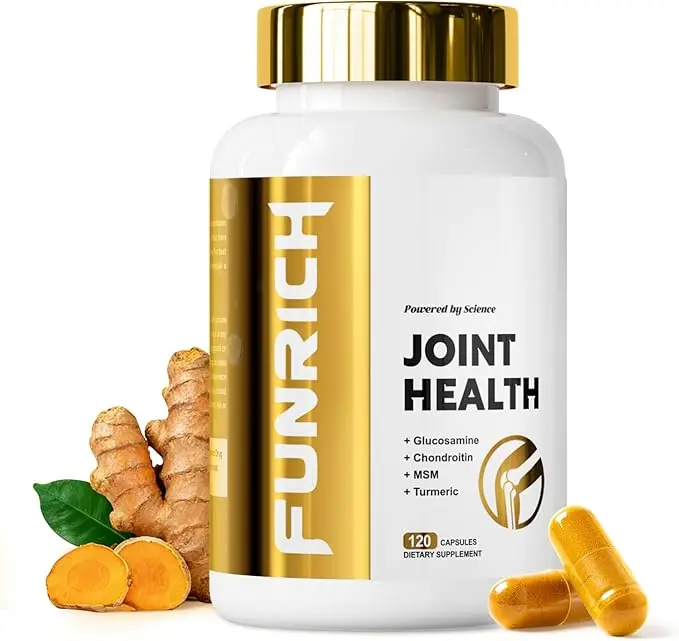 Shellfish-Free Glucosamine Chondroitin Capsule Supplements, Advanced Edible Vitamin Healthcare Complex with MSM, Turmeric, Boswellia, 120-Count Daily Joint Mobility Dietary Supplement for Adults